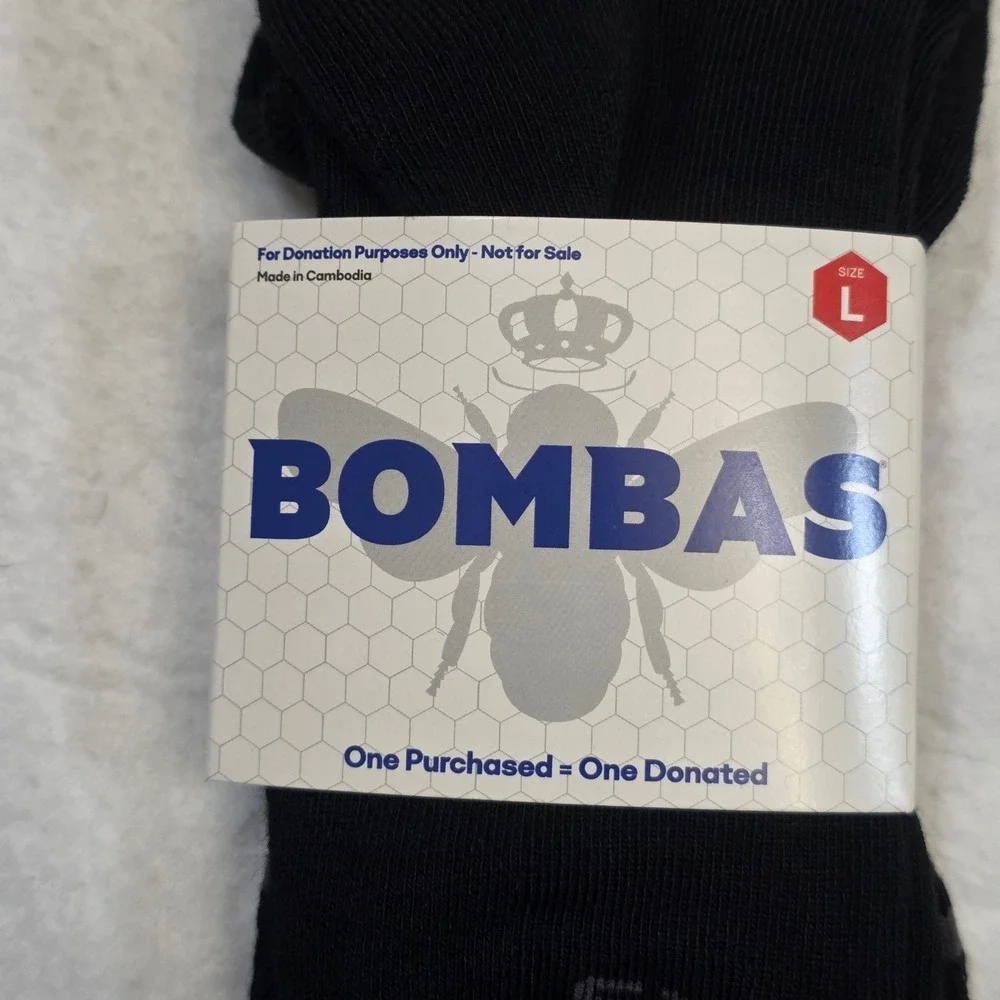 10 Pair Lot Bombas Crew Socks Mens Large Size 10-13 Black Honeycomb Arch Support